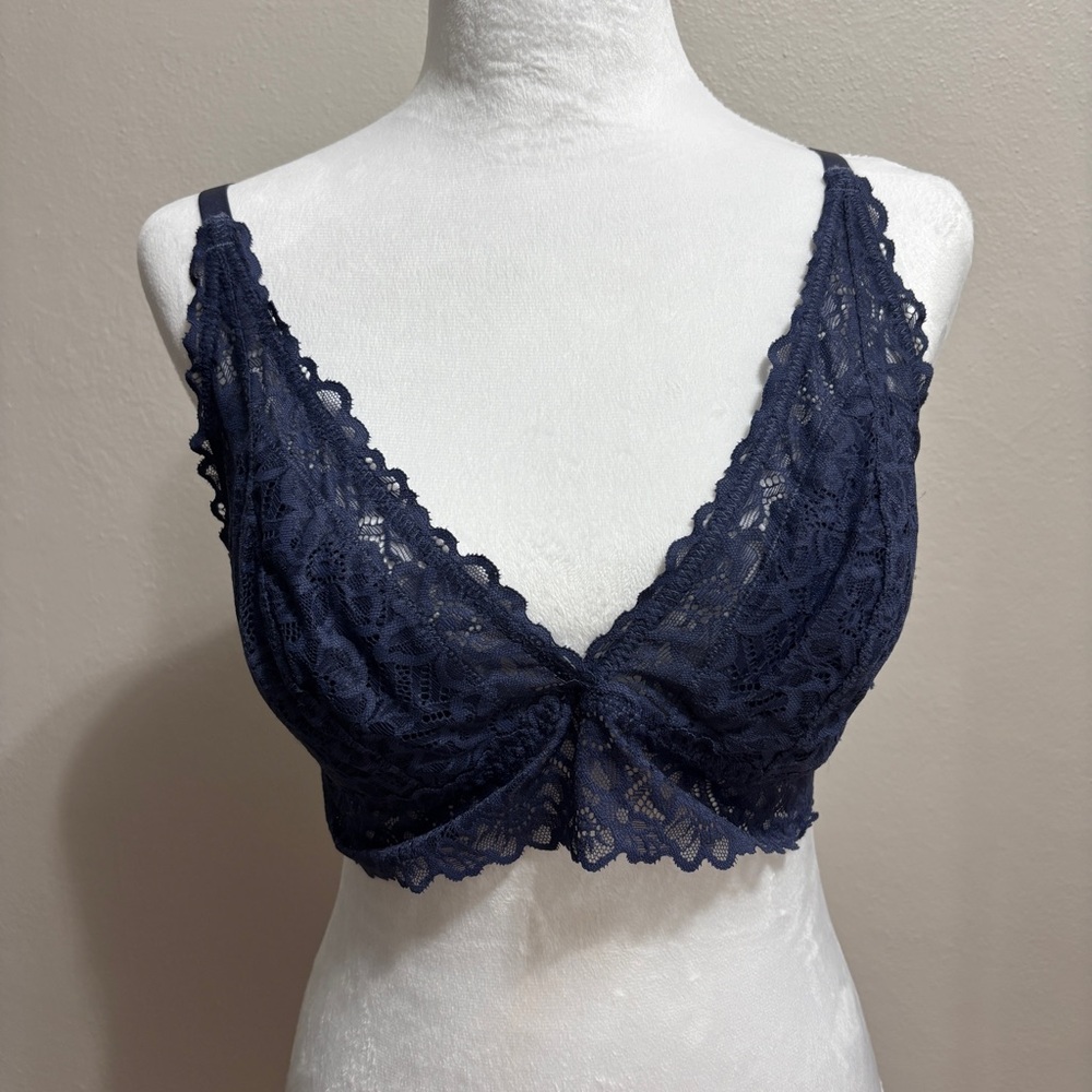 Aerie Strappy Lace Bralette Top Womens L Adjustable straps Dark Fairy Whimsigoth